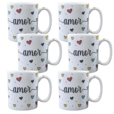 Imagem de Kit Jogo 6 canecas AMOR 300ml Namorados - Porcelana - Antilope Decor P