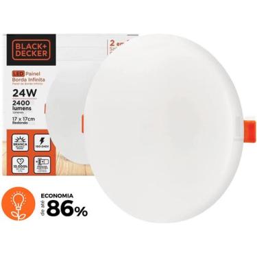Imagem de Painel Plafon Led 24w Redondo 2 Em 1 Branco Frio Luminária - Black And