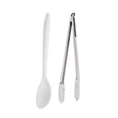 Imagem de Colher de Silicone e Pegador Inox Profissional Cabo Longo - WECK