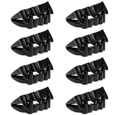 Imagem de 8 Dentaduras de Vampiros Dente Plástico Preto Festa Carnaval Sacola Su