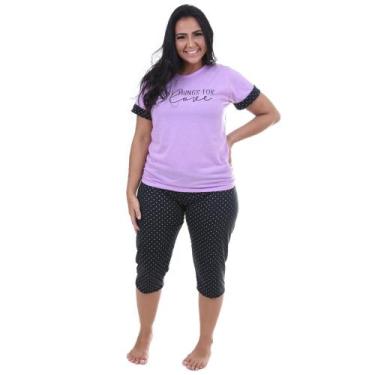 Imagem de Pijama Feminino Manga Curta Calça Curta Bermudão Pescador Star - Pijam