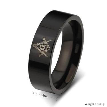 Imagem de Anel Preto Titânio Maçom Maçônico Maçonaria 8mm  - Judith Joias, 12