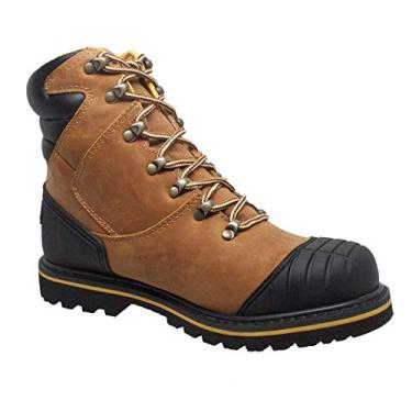 Imagem de Ad Tec Botas de trabalho masculinas de 17 cm, acabamento refletivo no calcanhar, cabedal de couro Crazy Horse, Marrom claro, 11 Wide