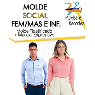 Imagem de 5 Kit de moldes de Roupas Social  - 16 peças - Moldes e Recortes