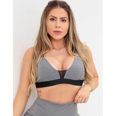 Imagem de Top Feminino de Cirrê e Alcinhas com Bojo Removível - Fitmoda, Mescla,
