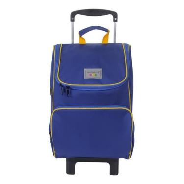 Imagem de Mala escolar Infantil G c/rodinhas - Azul médio e amarelo - DERMIWIL