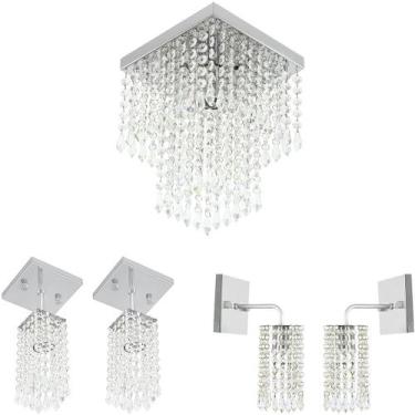 Imagem de Conjunto Lustre 1 Marrycrilic + 2 Clearcrilic + 2 Arandela - MARRYLUZ