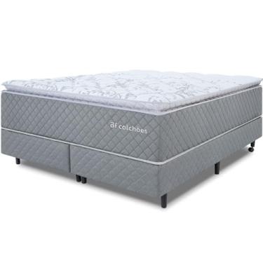 Imagem de Cama Box com Colchão Queen Pillow Top Molas Ensacadas Premium Sleep Cinza 158x198cm BF Colchões