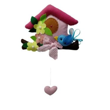 Imagem de Casinha de passarinhos em feltro para pendurar - cantinho da sammy