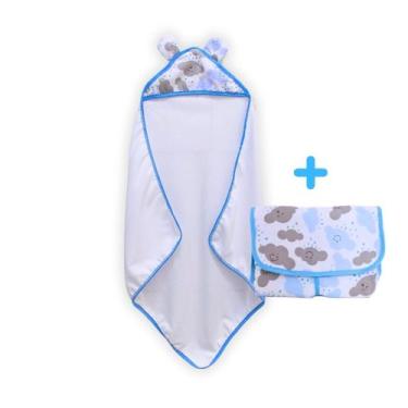 Imagem de kit Toalha de Banho Infantil com Capuz + Trocador de Fraldas Portátil 