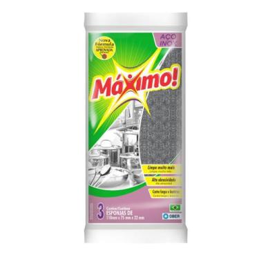 Imagem de Esponja de Limpeza Máximo! Aço Inox - 3 Unidades - Ober