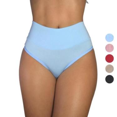 Imagem de Kit 5 Calcinha Feminina Cós Alto Duplo Atacado Revenda - VIÉRE, GG, Fe