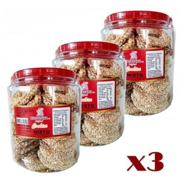 Imagem de Cookie Misto Amend/gergelim Pote 420g Kanazawa - (Kit com 3)