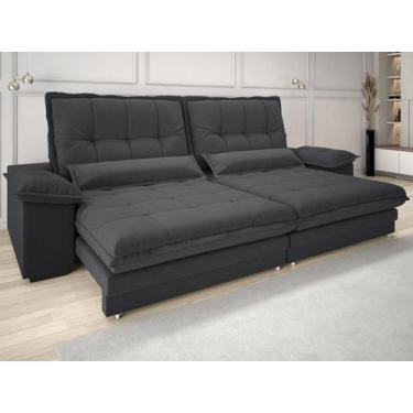 Imagem de Sofá Bergamo 2,10m Retrátil e Reclinável Linho Soft Grafite - NETSOFAS