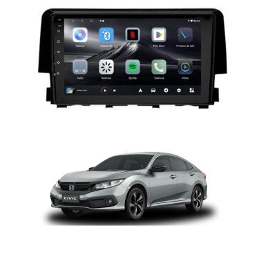 Imagem de Central Multimídia Civic G10 2016 2017 2018 2019 2020 2021 2022 Adak G2 Tela de 9&quot; QLED 2GB de RAM 64GB Android Auto e Carplay