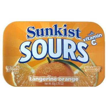 Imagem de Bala Sunkist Sours Tangerine Orange Big Sky Lata 50g
