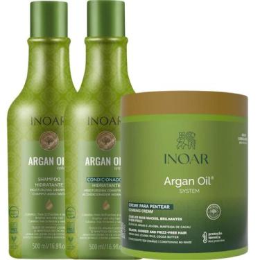 Imagem de Kit Inoar Argan Oil Shampoo 500ml + Condicionador 500ml + Creme para P