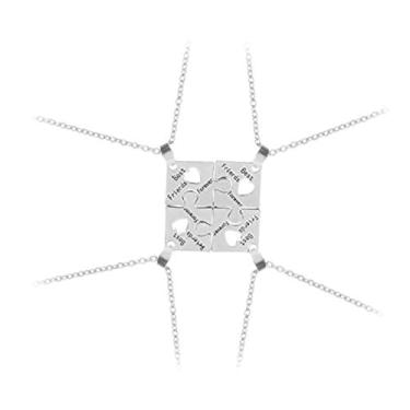Imagem de YALLNASL Colares de presente de amizade para 4 melhores amigos para meninas, colar de quebra-cabeça combinando para melhor amiga, de Natal para mulheres e meninas, Small, Metal