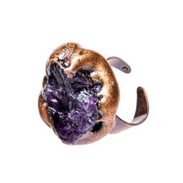 Imagem de YGLINE Anéis de pedra preciosa natural para mulheres, anéis de cristal cru para homens, joias de pedra vintage boho feitas à mão, anel aberto, anel ajustável., Pedra, Sem pedra preciosa