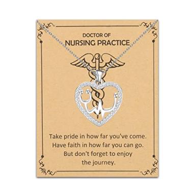 Imagem de BNQL DNP Doutor em Enfermagem Prática Colar Estetoscópio Batimento Cardíaco Presentes DNP Presentes de Formatura DNP Colar Presentes de Estudante, Large, Aço inoxidável, Sem Pedra Preciosa