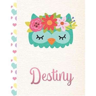 Imagem de Destiny: Personalized Owl Journal and Sketchbook. Journal and Notebook for Girls. 8.5"x11" with Lined and Blank Pages, Perfect for Sketching, Doodling, Noting and Writing