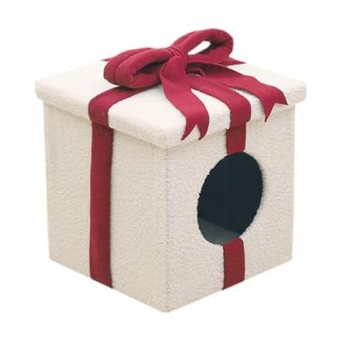 Imagem de Nishiyuenyi Camas de Gato de Natal, Tendas de Condomínio para Gatos, de Caverna Quente, Casa para Animais de Estimação em Forma de Caverna de Gato de Natal, Branco