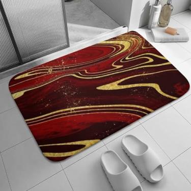 Imagem de Tapetes de banho antiderrapante tapete de banheiro bordô e dourado mármore tapete de banho macio lavável decoração tapete de banho tapete de chuveiro para banheira tapete de banheiro cozinha 40 x 61