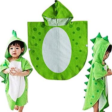 Imagem de Kreomitxt Toalha de banho infantil roupão infantil com capuz praia natação poncho padrão dinossauro para crianças 0-8 anos