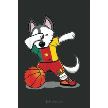 Imagem de Funny Dabbing Husky Dog Cameroon Basketball Fans Flag Notebook: A blank lined basketball notebook 6x9 in 110 Pages that makes a fun basketball gift ... women's basketball, team basketball gifts