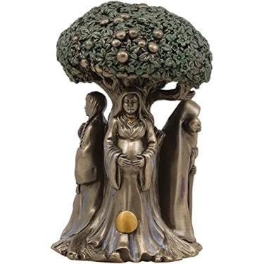 Imagem de Estátua de Lua Sagrada da Mãe Deusa Tripla da Lua Celta da Ebros com Crone sob a Árvore da Vida 14,7 cm de altura Hecate Brigid Wicca Wiccan Holy Trinity Decoração escultura Estatueta Decorativa Cosmic Celestial Gods