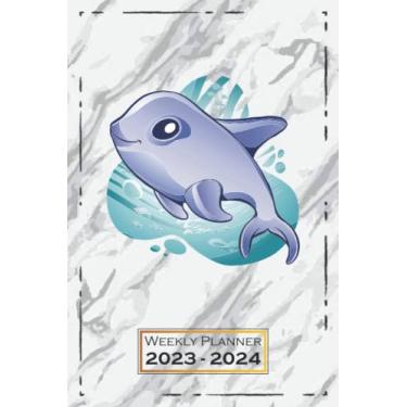 Imagem de Weekly Planner 2023-2024: 6x9 inches | From Sunday to Saturday | One Week on a Double Page | with Monthly Overview | Softcover | Fish Animals Motif | qx1