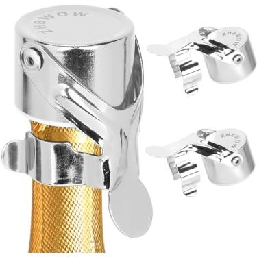 Imagem de ZHBWOW 3 peças de rolhas de champanhe rolha prosecco luxuoso protetor de champanhe para todas as suas necessidades de espumante, acessório essencial para vinho espumante com tecnologia de ve