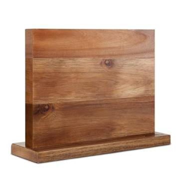 Imagem de Modern Innovations Bloco de Facas Magnético, Suporte de Facas Magnético de Dupla Face, com Ímãs Reforçados Fortes, Suporte de Armazenamento para Organização de Balcão de Cozinha, S (12" X 12", Marrom)