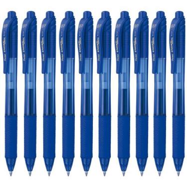 Imagem de Kit 10 Caneta Gel Pentel Energel X Rt Retrátil 0.5Mm Azul