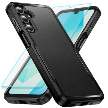 Imagem de Capa para Samsung Galaxy A16 com proteção de tela: Capa protetora resistente à prova de choque e à prova de arranhões para Samsung Samsumg Galaxy A16 5G - preta