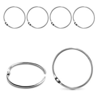 Imagem de Pacote com 15 anéis de fichário de 5 cm folha solta livro anel de papel anel de metal chaveiro clipe anéis de fichário grande anel de fichário anel de cartão de índice anéis de cartão flash gancho,