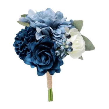 Imagem de Nishiyuenyi Flores artificiais de bouquet de casamento de casamento romântico para a noiva Falsa Falsa Floral para a festa de confissão do Dia dos Namorados