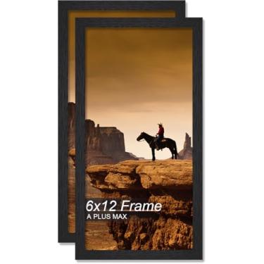 Imagem de A PLUS MAX Conjunto de 2 porta-retratos 15 x 30,5 cm, moldura preta de madeira projetada para fotos de 15 x 30,5 cm, leve 15 x 30 cm com grão de madeira para parede - pacote com 2/preto/15 x 30 cm