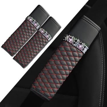 Imagem de Piburth Capa de cinto de segurança de carro com 2 peças, almofadas de ombro de couro respirável protegem seu pescoço, alças de arnês para uma condução mais confortável, acessórios de carro compatíveis