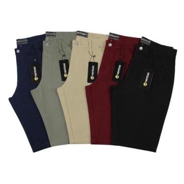 Imagem de Kit 5 Bermuda Masculina Sarja Casual Revenda Atacado - Tootexas, Azul,