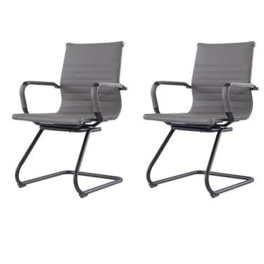 Imagem de Kit 2 Cadeiras EscritórioManhattan Black Esteirinha Diretor Fratini em