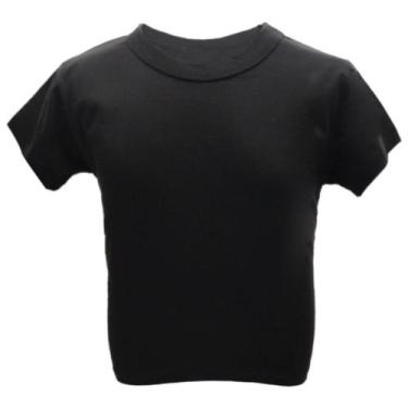 Imagem de Camiseta Bebe Manga Curta Infantil 1 a 3 Anos Malha Preto Lisa Básica 
