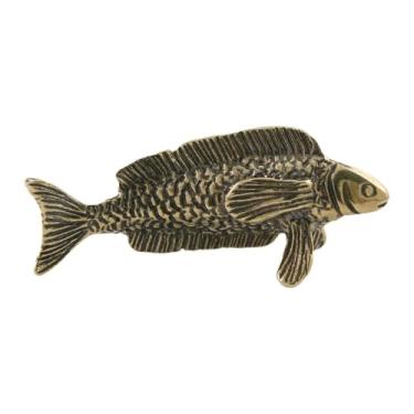 Imagem de FLCPJGV Escultura de peixes de latão miniatura em miniatura figura decoração colecionável estatueta de peixe para o quarto de estante de estante de estante