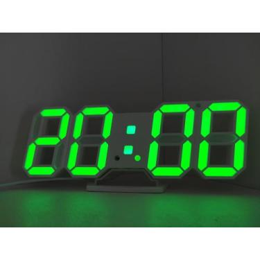 Imagem de Relógio led 3D Bf/verde parede mesa calendário despertador temperatura