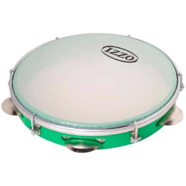 Imagem de Pandeiro izzo 10 pol abs verde com pele leitosa