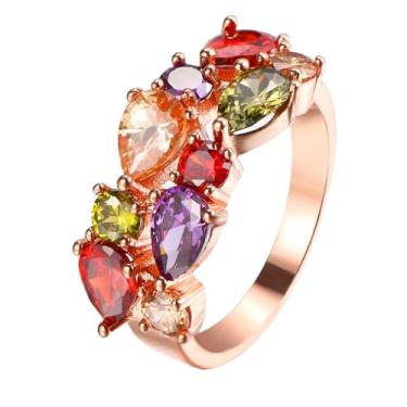 Imagem de Pulseiras de pulseira para mulheres, granada criada ametista, peridoto, morganita, colar de pedras preciosas, brincos, anéis banhados a ouro rosa, conjuntos de joias de casamento para noivas, Cobre,