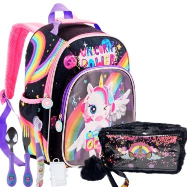 Imagem de Mochila Infantil Escolar Unicórnio Pop Star Com Estojo Fofo