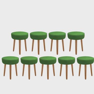 Imagem de Kit 09 Banqueta Alta Julia Industrial 55cm Pé Palito Rústico Corino Verde - Ahz Móveis