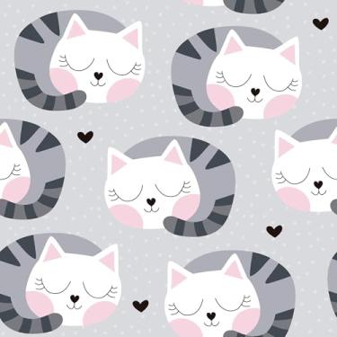 Imagem de Papel De Parede 12m Adesivo Cinza Gato Dormindo Infantil