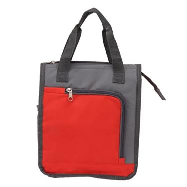 Imagem de Bolsa refrigerada isolada Manused Handled Saco de supermercado reutilizável à prova de vazamentos para trabalho de viagem para caminhada de alimentos pano oxford 22 x 12 x 26cm (Vermelho)